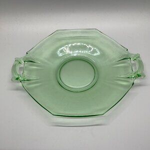 Heisey 2 Handle Green Depression Glass Octagon Moongleam Serving Plate